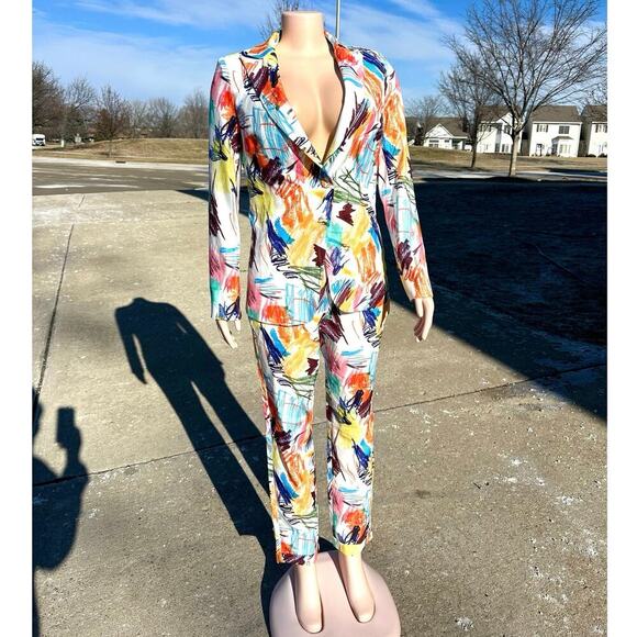 L’atiste By Amy Life‎ Is Art Women’s Color Splash Blazer And Trouser Set Size M - Picture 11 of 11